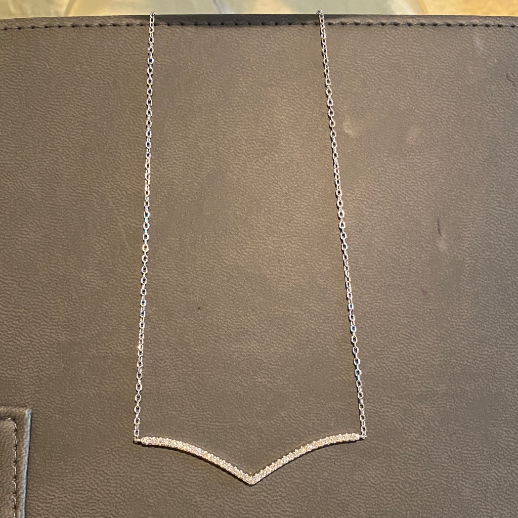Moissanite And Sterling Silver Chevron Necklace